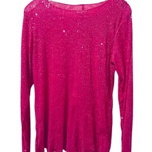Free People pink sequin stretchy long sleeve top